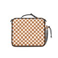 thumbnail image 3 of Orange and White Checkered Pattern Insulated Lunch Bag with Shoulder Strap and Bottle Holder,Bento School Lunch Bag Box,11x9.5x3.5 Inches, 3 of 5