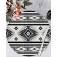 thumbnail image 2 of Round Placemats Set of 4 Gray Boho Aztec Place Mats Washable Woven Placemat Southwest Tribal Geometric Circle Braided Table Mat for Kitchen Dining Table Party Home Decor 15 Inch, 2 of 8