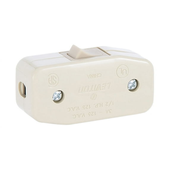 B&P Lamp® Ivory, Heavy Duty Rocker Switch for Round Lamp Cord