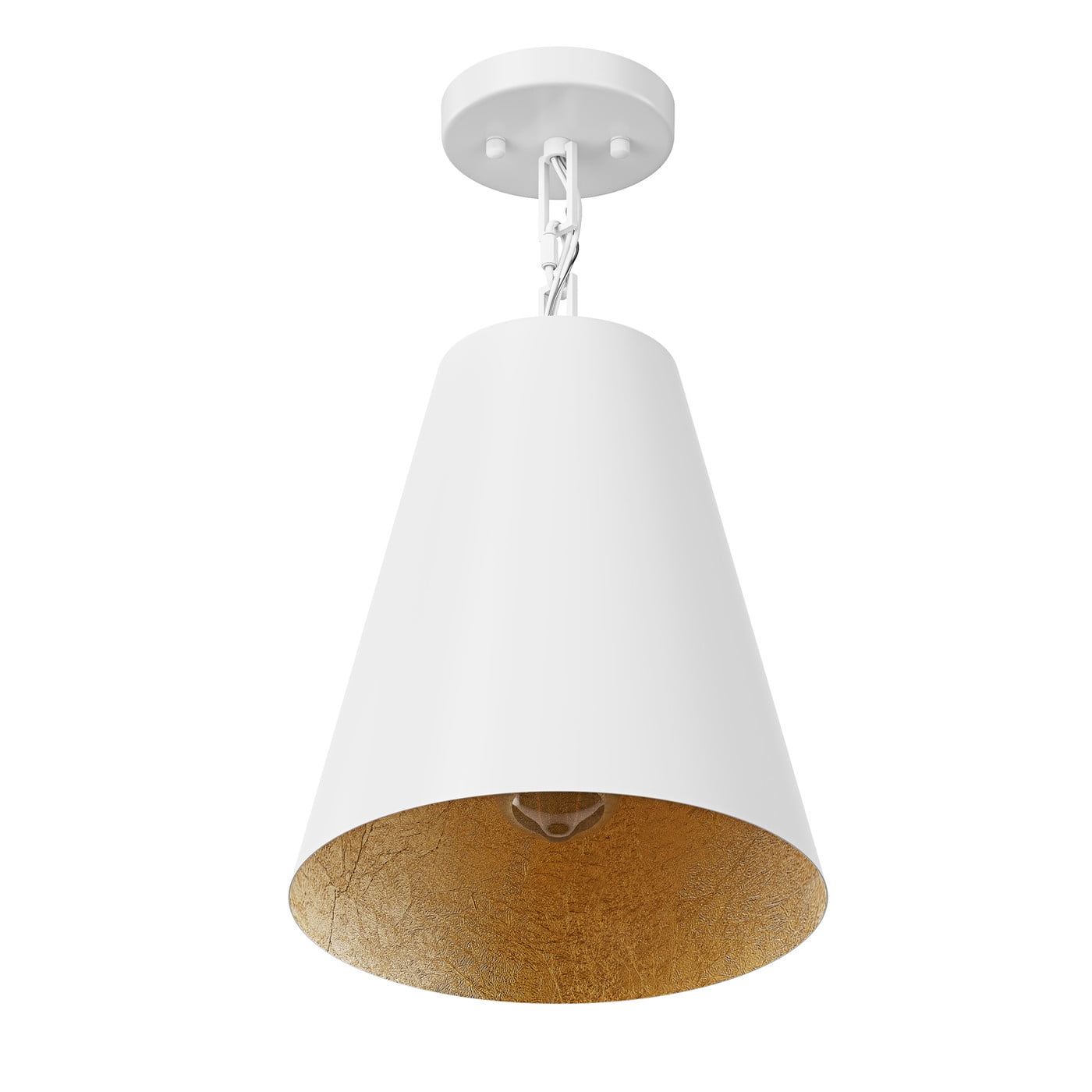 Aiwen Mid Century Semi Flush Mount Ceiling Light White Cone Metal Shade Farmhouse Ceiling Lighting For Bedroom Kitchen Island Living Room Hallway