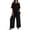 *Black, variant on VBVC Women's 2 Piece Baggy Cotton-Linen Outfit Set,Short Sleeve Top and Wide Leg Pants for Women,Ladies Summer Side Slit Loungewear with Pockets,Beige,S-2XL
