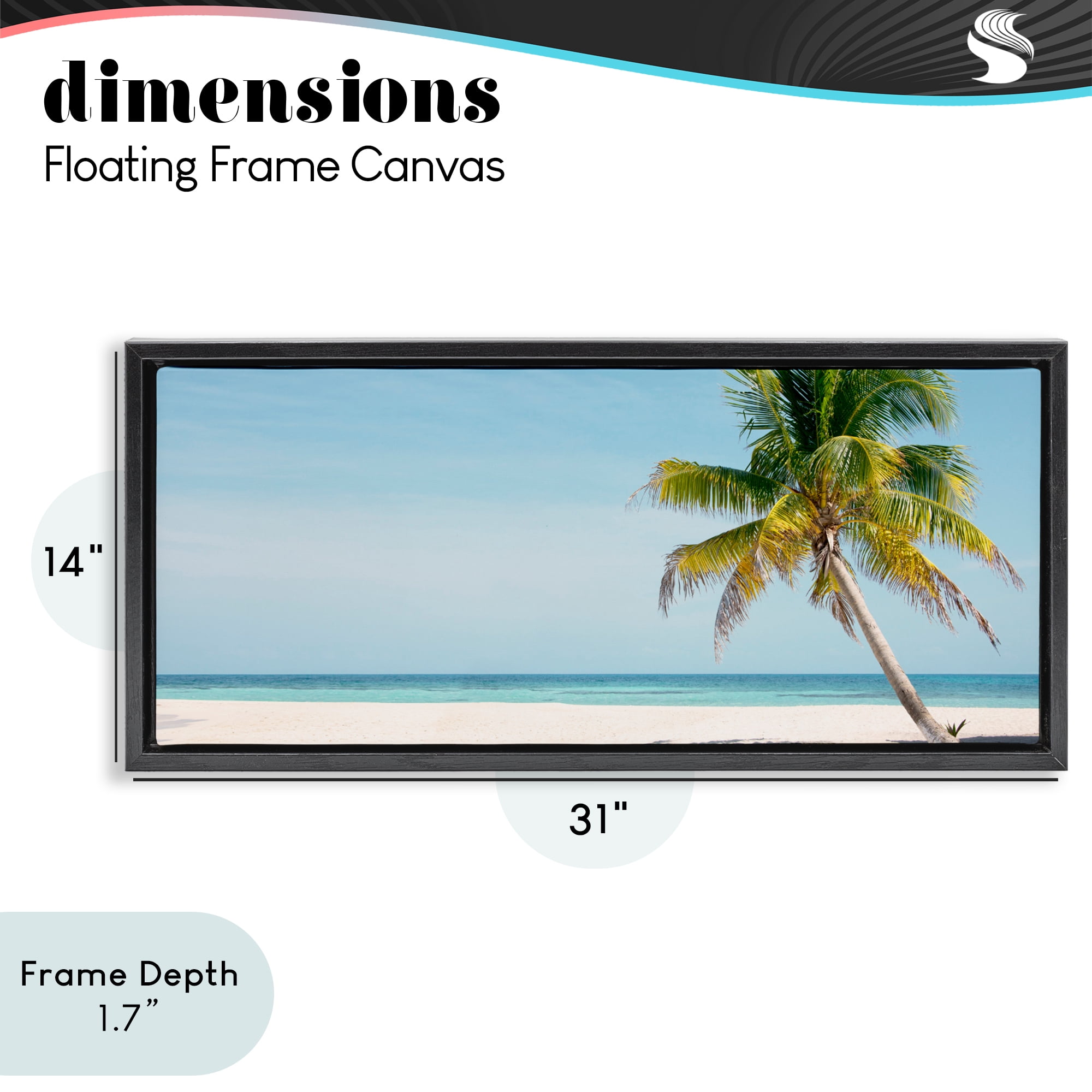 Stupell Industries Tropical Island Palm Tree Black Framed Floater Canvas Wall Art, design by Danita Delimont