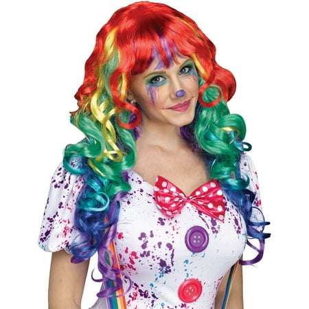 Rainbow Clown Wig with Bangs