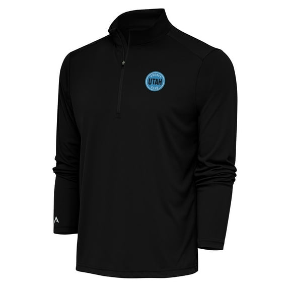 Men's Antigua Black Utah Mammoth Tribute Quarter-Zip Pullover Top