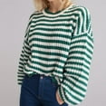 thumbnail image 7 of FDGIU Women's 2025 Winter Striped Color Block Sweater‌ - Long Sleeve Oversized Pullover, Loose Crewneck Comfy Knitted Top, 7 of 7