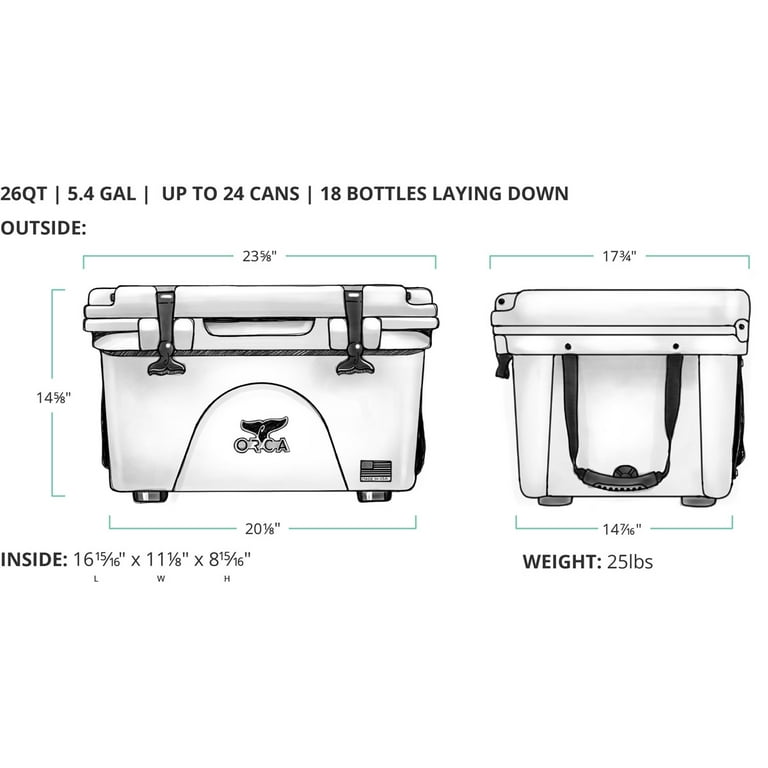 Orca Cooler, White, 26-Qt.