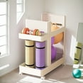 thumbnail image 5 of Yibooy Gym Equipment Storage Rack Trolley with Wheels Yoga Mat Storage Basket (White), 5 of 9