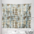 thumbnail image 1 of Geometric Tapestry, Modern Fractal Look with Vertical Line Pattern Soft Colors Illustration, Fabric Wall Hanging Decor for Bedroom Living Room Dorm, 5 Sizes, Tan Cream Pale Blue, by Ambesonne, 1 of 1