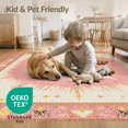 thumbnail image 4 of ODIKA Pink Boho Vintage Whimsical Border Retro Cottagecore Beige Maximalist Pet Friendly & Kids Safe Play for Playroom, Bedroom, Reading Nook, 4 of 7