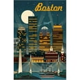 thumbnail image 2 of Boston, Massachusetts  Retro Skyline, Stretched Canvas Wall Art by Lantern Press Sold by Art.Com, 2 of 5