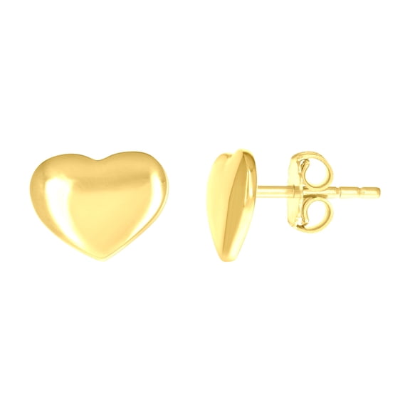 14k Yellow Gold Womens Puff Heart Stud Earrings Jewelry Gift for Women