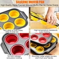 thumbnail image 6 of Silicone Muffin Pan with Carbon Steel Frame, 12 Cup Nonstick Bakeware, Easy Pop Cupcake Tins, Red, 6 of 9