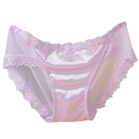 Yuhangmm Women s Sexy Lingerie Lace Open Thong Panties G-Pants Lingerie Pajamas Satin Underwear for Women Full Coverage