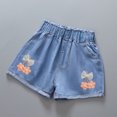 thumbnail image 2 of ZACPNCV Girls Cotton Elastic Waist Denim Shorts with Bowknot Casual Joggers Shorts with Pockets Summer Clothes Blue 8-9 Years, 2 of 3