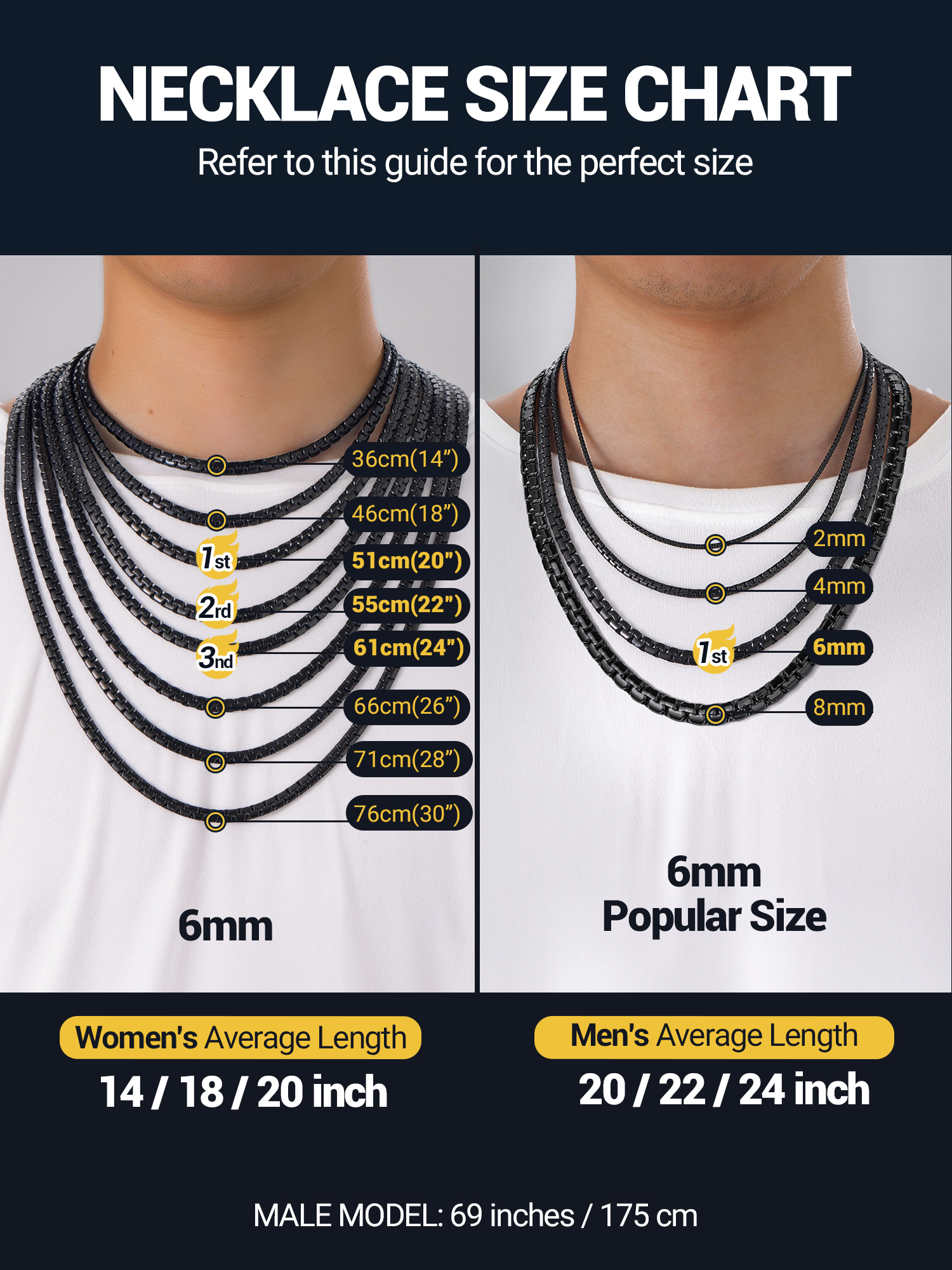 Prosteel Men's Black Stainless Steel Box Chain Necklace photo 6