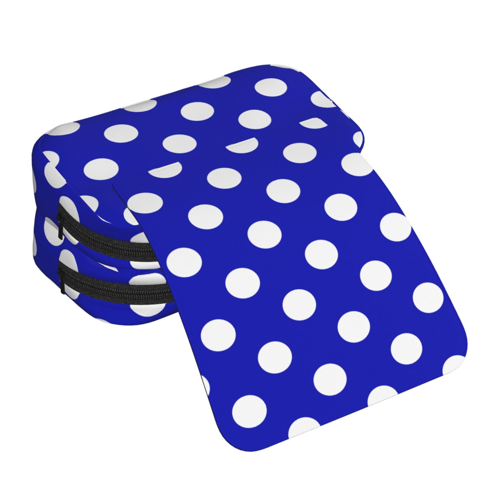 Rateoe Blue And White Polka Dot Pattern Double Clamshell Pen Case, Storage Organizer with Two Zipper Compartments– Holds Up to 50 Pencils & Pens
