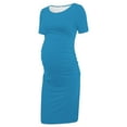 thumbnail image 7 of Zwiiyzr 2025 Women's Maternity Dress Solid Color Slim Short Sleeve Tank Dresses Scoop Neck Pregnancy Bodycon Dress for Casual Wear Sky Blue, 7 of 7