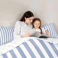 thumbnail image 4 of Meiyoeat Vintage Wide Stripe Twin Comforter Sets 2pcs, Casual Thin Line Bedding Set, Blue White,Reversible,1 Comforter and 1 Pillowcase, 4 of 6