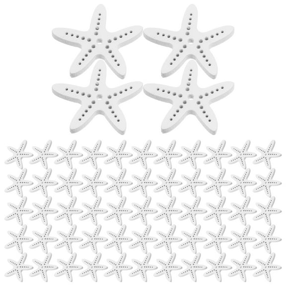GOOHOCHY Wooden Sea Star Decor Accessories for Home Desk Wall 100pcs Ocean Themed Crafts Wood Cutouts