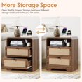 thumbnail image 5 of 24" Nightstand Set of 2, Large End Table with Door & Charging Station AC + USB + Tpye-C, Mid-Century Farmhouse Linen Decor Night Stand Side Table for Living Room Sofa Couch Side, Bedroom Bedside, 5 of 13