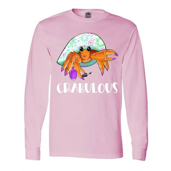 Inktastic Crabulous Cute Hermit Crab with Purple Nail Polish Long Sleeve T-Shirt