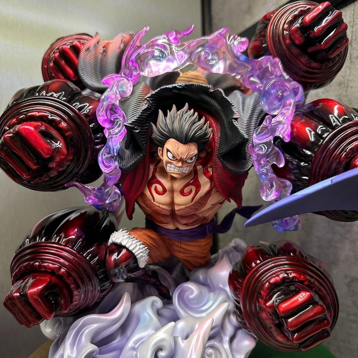 Luffy Figure Fourth Gear Luffy Figures Big Size Luffy Figures Statue PVC Handmade Collectible Model Decoration for Anime Fans (Transparent Color)