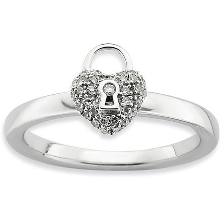 Stackable Expressions Diamond Sterling Silver Heart Lock Ring