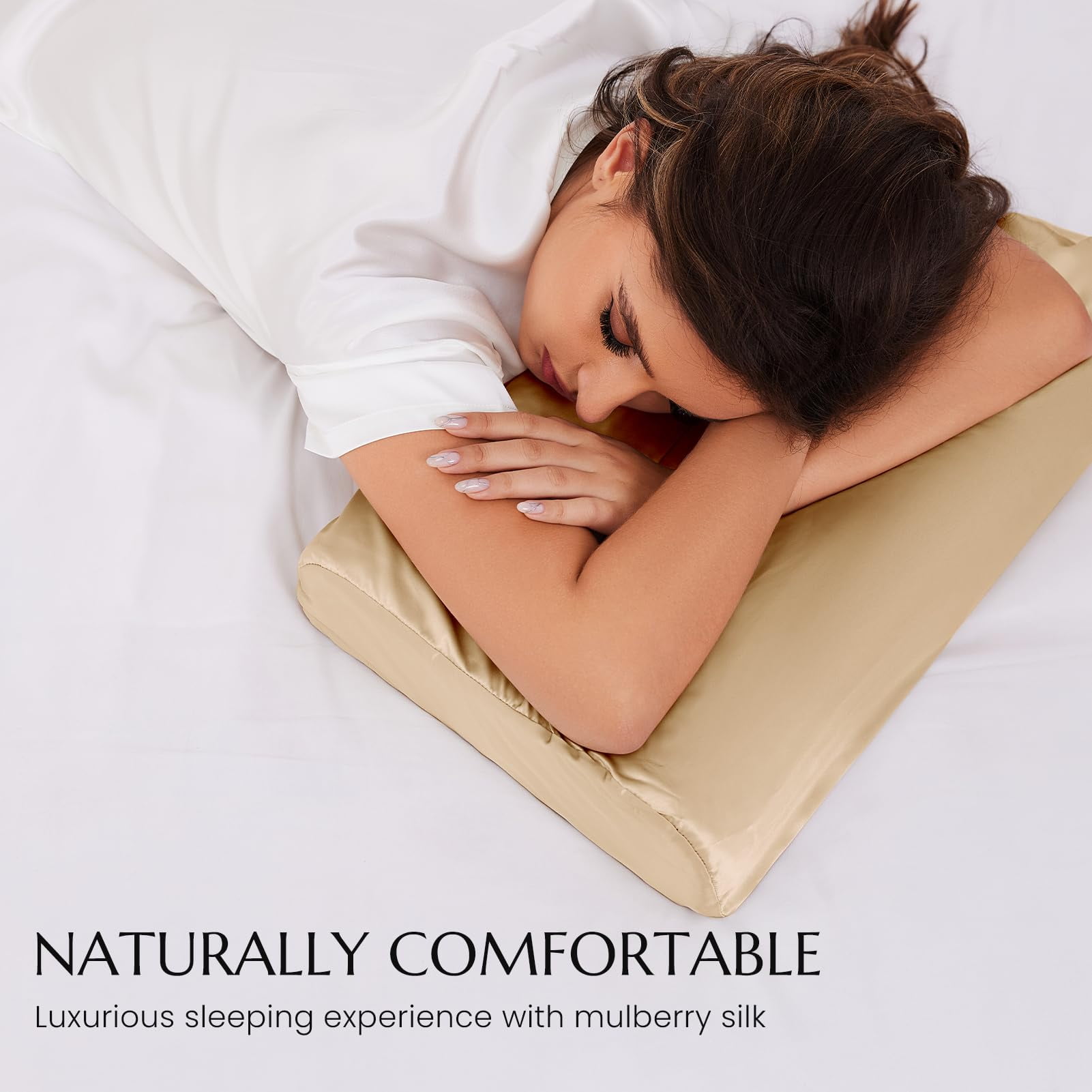 THXSILK Silk Contour Pillowcase for Memory Foam Pillow, 19 Momme Silk Pillow Case for Contoured Support Pillow, Wave Shape Pillow Case,100% Pure Mulberry Silk