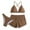 Coffee, variant on Women's 3-Piece Bikini Set Cross Back Top, Bikini Bottom and Swim Shorts - Adjustable Ties for Beach