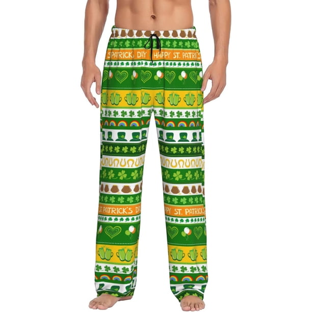 Fotbe St. Patrick's day in green colors Pantalones de Pijama para Hombre, Pantalones de Dormir, Pantalones de Casa con Cintura Ajustable y Bolsillos-X-Large