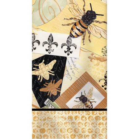 Club Pack of 192 Fleur De Bees Collage Premium 3-Ply Disposable Guest Napkins 7.75"