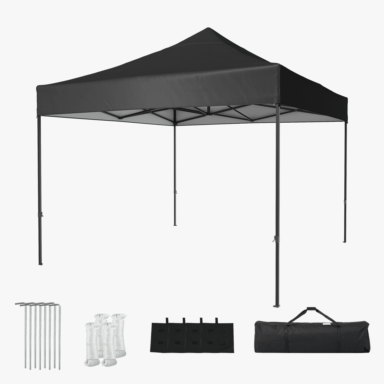 Dateyes 10x10FT Pop Up Canopy, Outdoor Canopy Tent with Carry Bag, Easy Setup Portable Instant Canopy with 4 Sandbags and 8 Stakes for Outdoor Events, Parties, Beach, Backyard, Lawn, Black