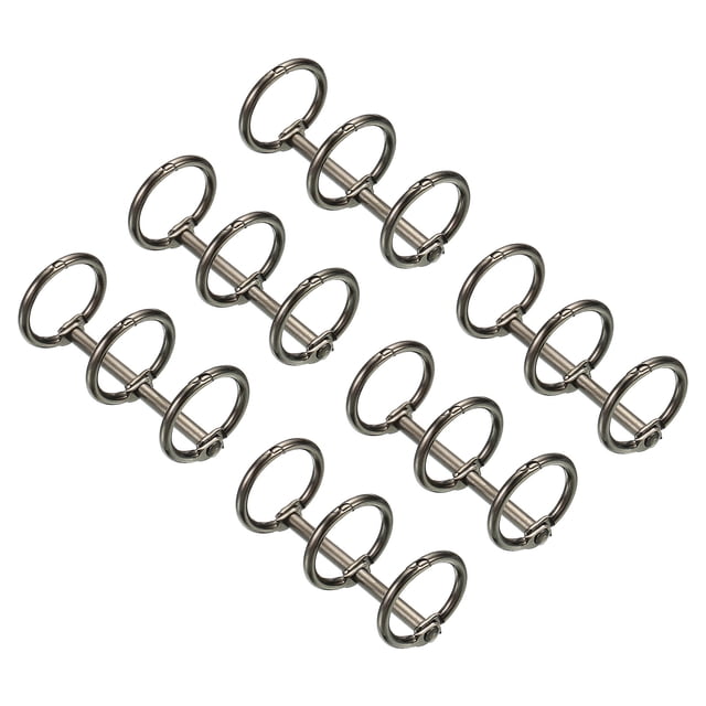 Unique Bargains 0.63' Dia. 3 Circle Detachable Metal Binder Rings Loose Leaf Rings, Dark Grey 6 Pack