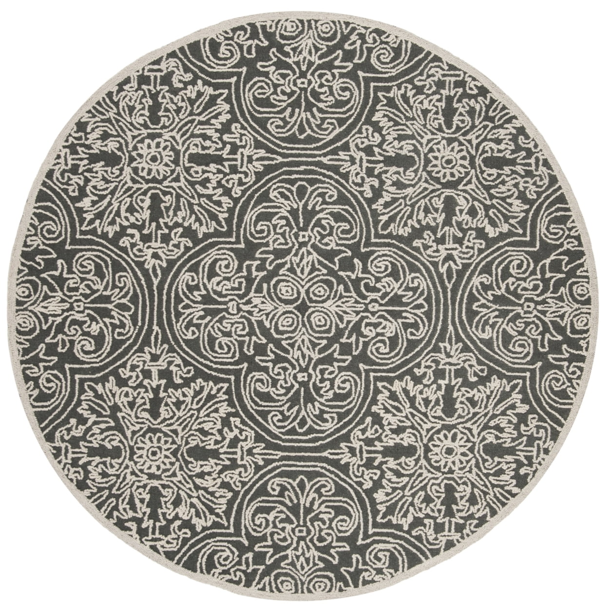 SAFAVIEH Trace Burton Geometric Wool Area Rug, Dark Grey/Light Grey, 8' x 10'