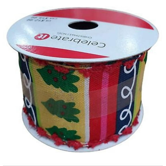 Joyful Holiday Christmas Wired Ribbon 2.5" x 20ft
