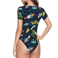 thumbnail image 4 of Easygdp Funny Spaceships Women's One-Piece Swimsuit Slim Fit Crew Neck Bodysuit Athletic Swimwear with Concealed Buckle - XX-Large, 4 of 9