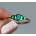thumbnail image 3 of Vintage Emerald Engagement Ring | baguette Emerald Ring Women | Green Gemstone Solitaire Ring | Simple Statement Ring, 3 of 4