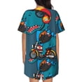 thumbnail image 4 of Womens Pajama Sets With Pocket, Biker Dinosaur Adventure Lounge Sets Short Sleeve Sleepwear PJ Sets for Women, 4 of 6