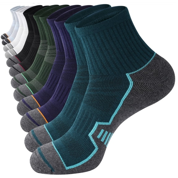 FREEYOKA 6 Pairs Mens Ankle Running Socks Moisture Wicking Sport Socks Breathable Gym Workout Hiking Walking Sock，MULCOLOR