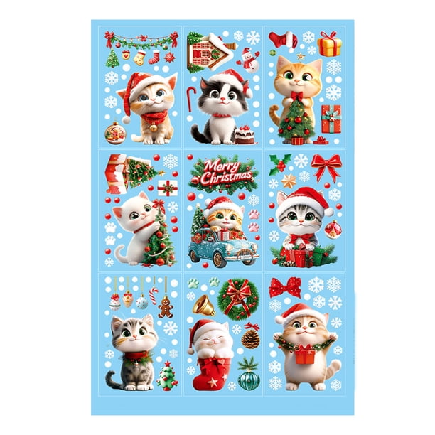 Bearachild 9 pack/lote pegatinas navideñas para ventana decoración reutilizable con estampado de muñeco de nieve adhesivo para ventana de doble Kits de decoración para fiestas mi
