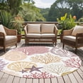 thumbnail image 4 of Coastal Coral Round Area Rug 6Ft Washable Circle Rugs for Bathroom Office, Nautical Colorful Conch Seashells Starfish Non-Slip Carpet Floor Mats Indoor Outdoor Carpet Runner Aesthetic Home Decor, 4 of 8