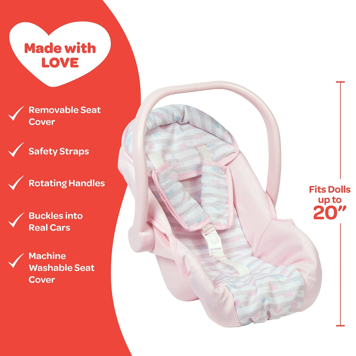Adora Stylish Baby Doll Car Seat with Removable Seat Cover 20