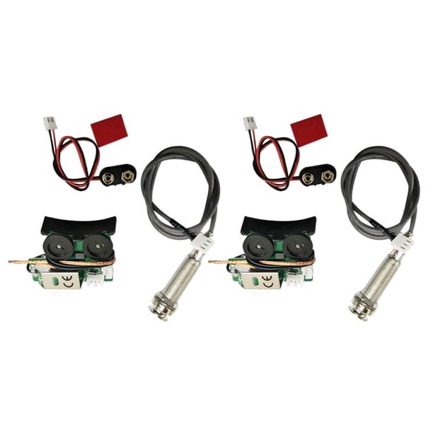 2X Fonocaptor Piezo Debajo de Sillin de Preamplificador A Bordo para Guitarra Acustica