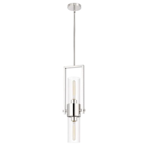 Benzara BM241872 Pendentif avec Abat-Jour Cylindrique en Verre Rotatif&44; Chrome
