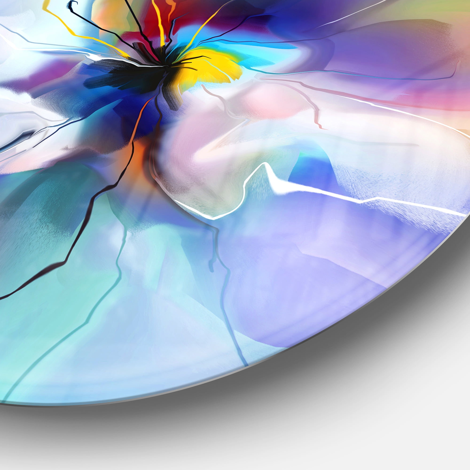 Designart 'Abstract Creative Blue Flower' Extra Large Floral Wall Art