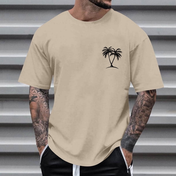Tops para hombre, blusas y camisas de cuello redondo y manga corta para hombre, blusas casuales de cuello redondo con estampado de moda para hombre, blusas de cuello redondo y manga corta para hombre.
