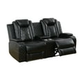 thumbnail image 4 of Recliner Loveseat, Living Room Furniture Power Leather 3 Seater Reclining Sofa with LED Lights/Storage Console/Cup Holders (Black), 4 of 6