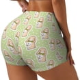 thumbnail image 2 of Sigee Rabbit With Tie Print Women's High Waist Workout Shorts - Squat Proof, Tummy Control, Yoga and Gym Activewear-Small, 2 of 9