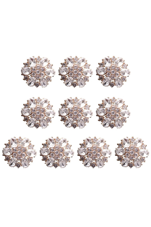 Metal Flower Buttons 10pcs Sparkling Rhinestone Buttons Vintage Pattern Decorative Buttons Sewing Accessories for Coat Shoes