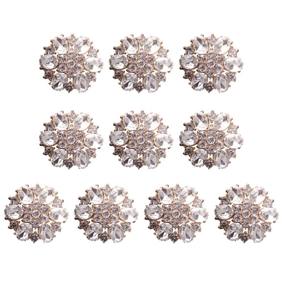 Vjnyvs Metal Rhinestone Flower Buttons 10Pcs Sparkling Sewing Accessories for Coats